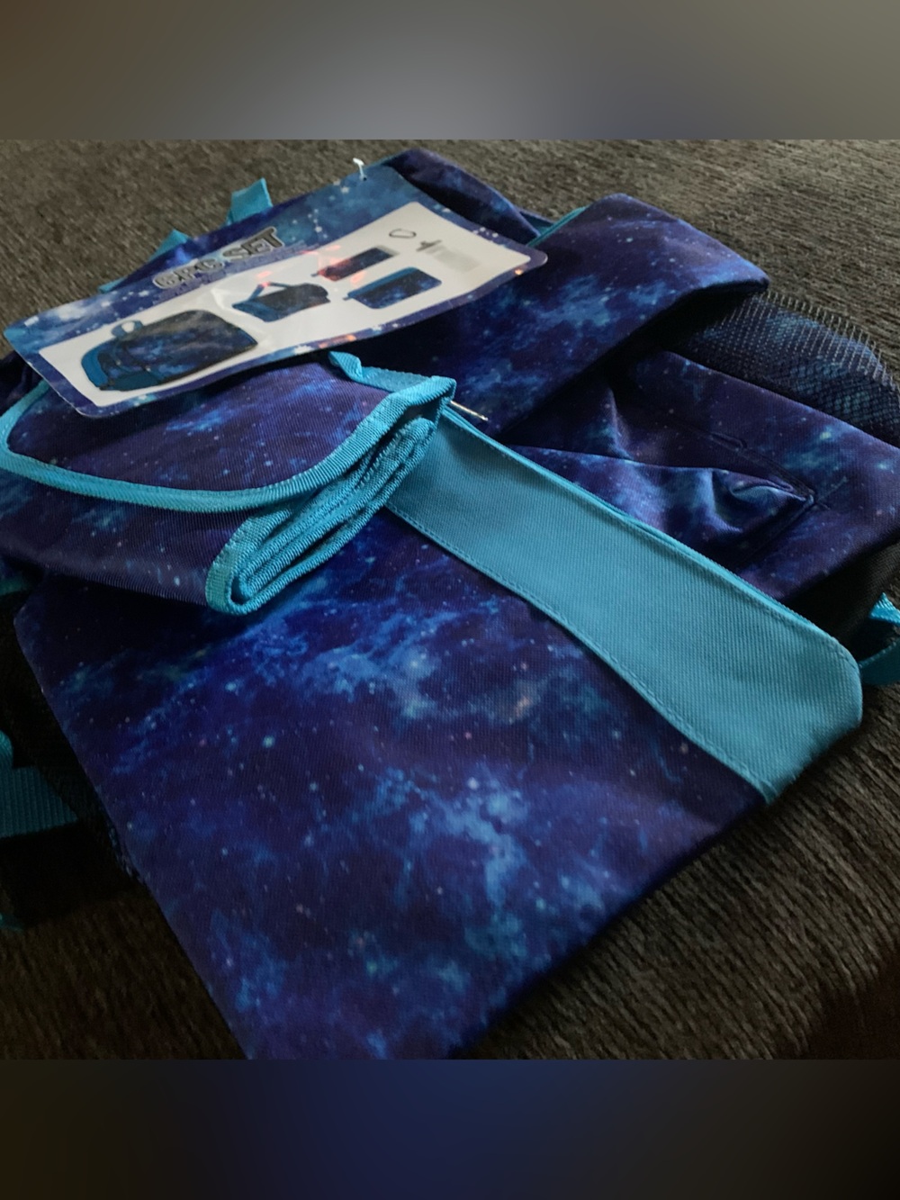 Kids Galaxy Print, 5 piece Backpack Set in Blue